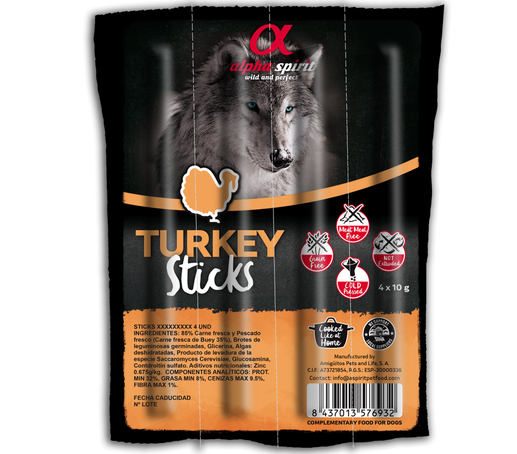 Alpha Spirit Bâtonnets De Dinde (4 Bâtonnets X10G)