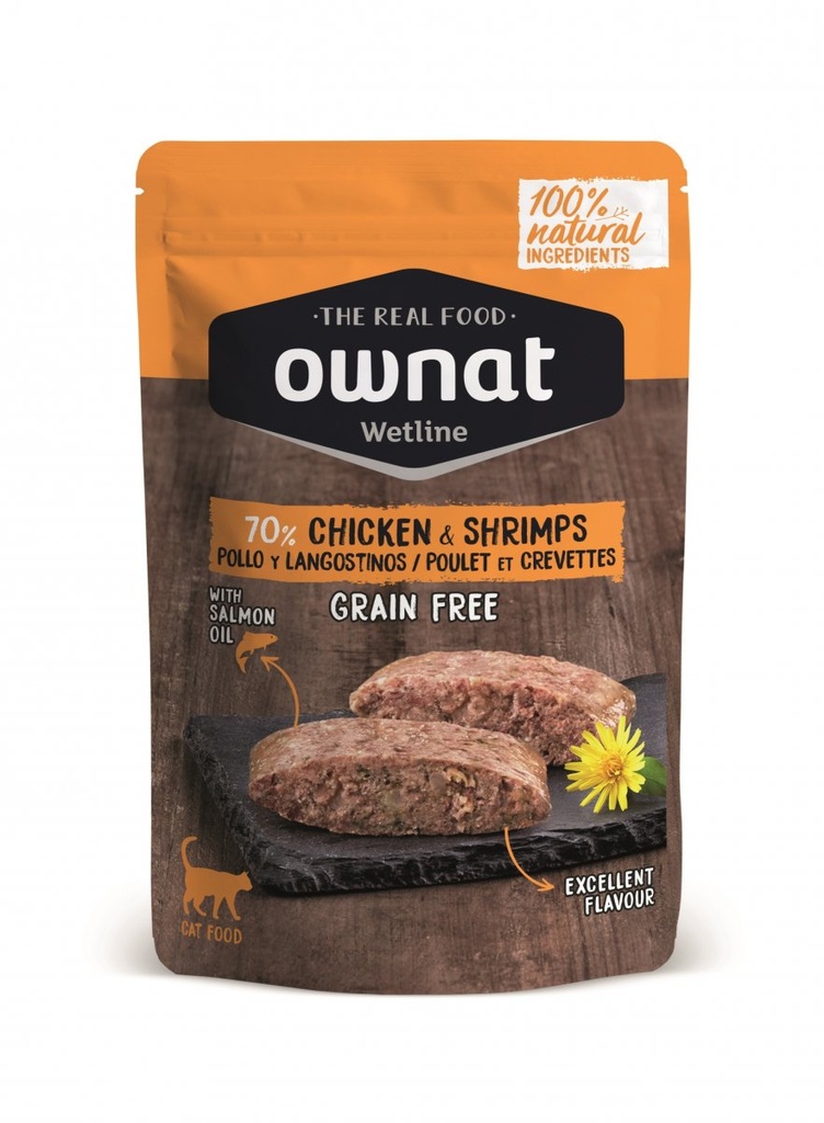 Ownat Chat Gf Wetline Poulet & Crevettes 85G